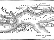 Map of the Quebec City area showing disposition of French and British forces. The Plains of Abraham are located to the left.