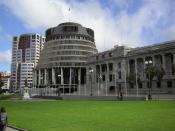 English: Bowen House, the Beehive and Parliament, New Zealand
