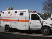 (permission acquired from photographer) Magen David Adom Ford E-450 superduty armoured civilian MICU (Mobile Intensive Care Unit) ambulance from the Jerusalem District, 2006.