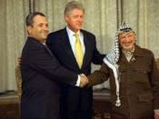 English: Arafat and Barak in peace negotiations.