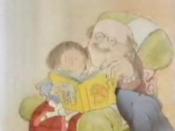 Granpa reads to Emily in the last section of the film. Granpa's frailty is illustrated by a reduction in colour tone.