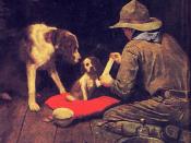 A Red Cross Man in the Making by Norman Rockwell (1894–1978), his first Boy Scouts of America calendar in 1925, originally published in 1918 in The Red Cross Magazine. Retitled A Good Scout when re-used in the 1925 calendar.