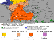 English: The dialectal ranges (not those of standard languages!) of the Continental West Germanic languages (Dutch/Frisian/German)