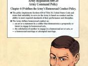 English: DIGNITY & RESPECT (2001) is a U.S. Army training guide on the homosexual conduct policy. PROBLEMS DEALT WITH: Homosexual conduct, evidence gathering and credible witnesses, admission of guilt, harassment, and additional army resources. This page 