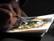 A watercolor painter working in Dolceacqua (Liguria, Italy) Français : Un acquarelliste au travail à Dolceacqua (Ligurie, Italie) Italiano: Un artista dipinge un acquarello a Dolceacqua (Liguria, Italia)