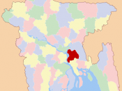District locator map in red in Bangladesh