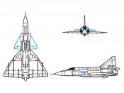 Saab Viggen drawlines with blue colored canards