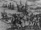 Christopher Columbus landing on Hispaniola. Italiano: Cristoforo Colombo sbarca ad Hispaniola.