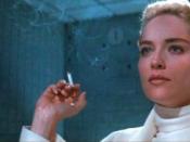 Sharon Stone as Catherine Tramell, during the interrogation scene.
