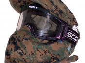 Paintball mask fitted with a MARPAT cover