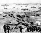 The build-up of Omaha Beach: reinforcements of men and equipment moving inland