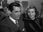 This screenshot shows Ingrid Bergman and Cary Grant on an airplane.