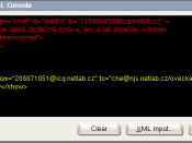 XML message interchange via XMPP protocol Screenshot of an XML console (part of a program Psi.