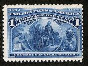 English: ~ Columbus in Sight of Land ~ Issue of 1893. ~ Columbus in Sight of Land ~. The 1¢ Columbian. ~ Columbus in Sight of Land ~ From a painting by William H. Powell.