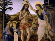 The Baptism of Christ, 1474-1475, Verrocchio assisted by Leonardo da Vinci (Uffizi, Florence)