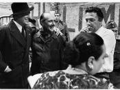 Vittorio De Sica, Roberto Rossellini e Federico Fellini sul set de Il Generale