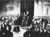 Kaiserdeputation of the Frankfurt Parliament on April, 3rd, 1849 in Berlin, offering the title of German Emperor to Frederick William IV of Prussia. Contemporary illustration.