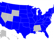 Map showing US lottery jurisdictions (in blue)