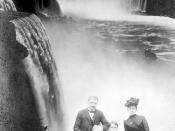 Photo of Governor William Sherman Jennings and family posing in front of Niagara Falls from the State Archives of Florida: the Florida Photographic Collection, ca. 1901.