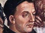 Posthumous portrait of Fra Angelico by Luca Signorelli, detail of Deeds of the Antichrist fresco (c.1501) in Orvieto Cathedral.