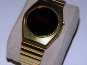 Vintage Goldtone LED Watch, Unmarked, National Semiconductor Module