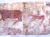 Wall painting of a bull, deer and man from Çatalhöyük; 6th millennium BC; reconstruction in their original positions of the bull's heads and the human relief-figure; Museum of Anatolian Civilizations, Ankara, Turkey