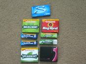 Many types of North American chewing gum from 2009.