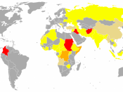 Map showing origin countries of refugees /asylum seekers (= people fleeing abroad) in 2007