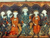 Isabella, third from left, with her father, Philip IV, her future French king brothers, and King Philip's brother Charles of Valois