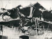 Damage to the Imperial Japanese Navy aircraft carrier Shokaku sustained on May 8, 1942 during the Battle of the Coral Sea.