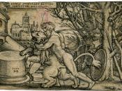 Beham, (Hans) Sebald (1500-1550): Hercules killing the Nemean Lion 1548, from The Labours of Hercules (1542-1548). Engraving. B. 106, Holl. 99 possibly i/ii.