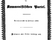 Cover of the Communist Manifesto’s initial publication in February 1848 in London.