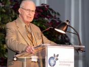 Borlaug speaking at the Ministerial Methodist Conference and Expo on Agricultural Science and Technology in June 2003