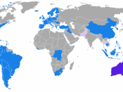 Commonwealth of Australia: Map of extradition treaties by country (Blue are countries that have signed a treaty, light-purple are countries currently in talks over one).