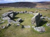 A hut circle at Grimspound (a late Bronze Age settlement) on Dartmoor.