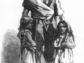 An 1849 depiction of Bridget O'Donnell and her two children during the famine.