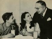 Publicity still released by MGM of Mickey Rooney, Judy Garland, and Louis B. mayer