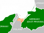 English: Interwar Danzig corridor, created in the post-WW1 settlement so that Poland would not be landlocked or completely dependent on German ports