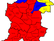 English: A map of the results of the 2007 Sandwell Council election. Colour legend by wards won: Labour party Conservative party Liberal Democrats