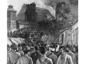 Pinkerton men leave the barges after their surrender during the Homestead Strike