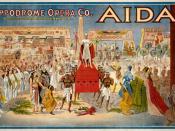 1908 poster for Giuseppe Verdi's Aida, performed by the Hippodrome Opera Company, apparently of Cleveland, Ohio.