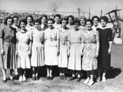 English: New enlistees to the W.R.A.N.S., Brisbane? Queenland, 1942 A few of the first draft of girls to enlist in the Women's Royal Australian Naval Service in Queensland.