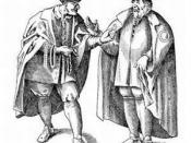 German Jews of the upper Rhine region, sixteenth century. From the Basel Stammbuch of 1612. Published in the 1901-1906 Jewish Encyclopedia, now in the public domain.http://www.jewishencyclopedia.com The circel on the cloaks are the rota or Jewish ring, th