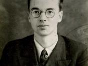 Police photograph of Physicist Klaus Fuchs. In 1933 Fuchs fled Germany for Britain. During the War he worked on the Manhattan Project in the United States to build the Atomic Bomb and later worked on British nuclear projects. In 1950 he admitted spying fo