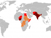 Pays concernés par la poliomyelite pendant 2006 (Countries with recorded polio cases in 2006)