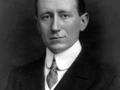 Guglielmo Marconi, portrait, head and shoulders, facing left.