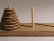 A model set of the Towers of Hanoi (with 8 disks)