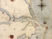 1585 map of Chesapeake Bay to Cape Lookout by John White. Nederlands: Een kaart van het Roanoke-gebied, door John White