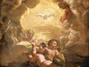 The Holy Spirit depicted as a dove, surrounded by angels, by Giaquinto, 1750s.