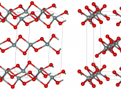 English: SiS 2 structure (or SiS 2 silica); red spheres are oxygen or sulfur atoms